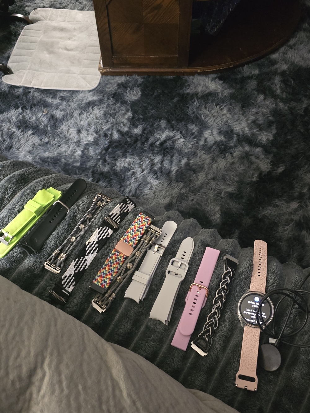 Samsung Smartwatch with Neon Green, Black, Pink and Multicolor Straps